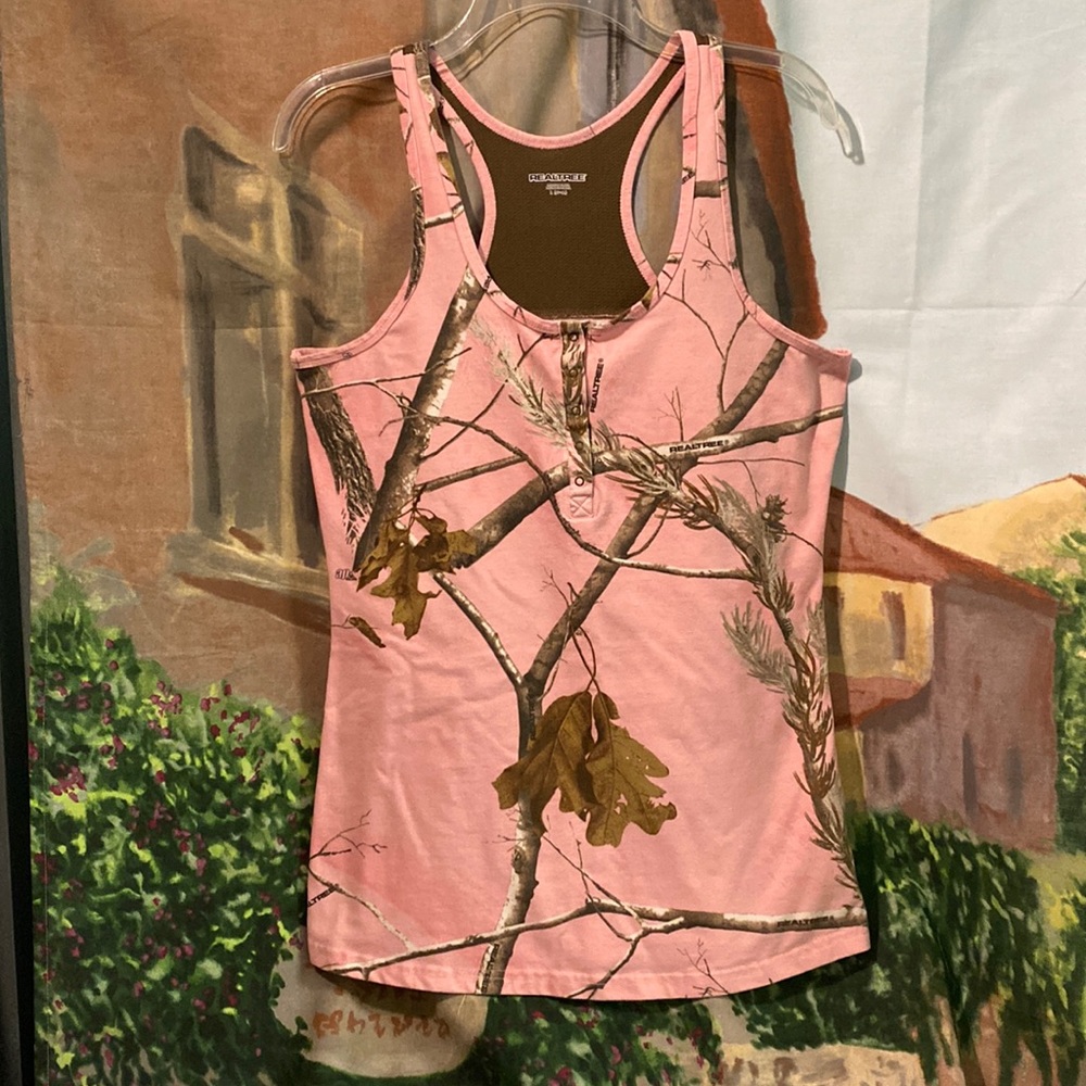 Realtree pink camouflage racer back tank top